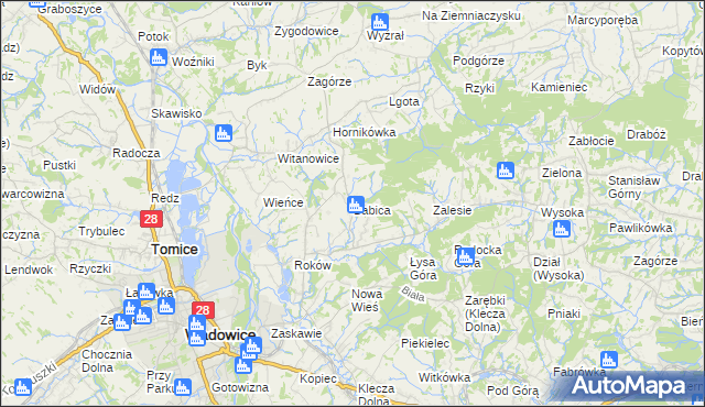 mapa Babica gmina Wadowice, Babica gmina Wadowice na mapie Targeo