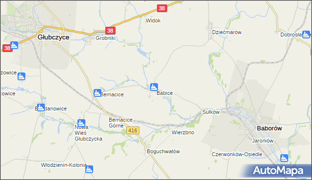 mapa Babice gmina Baborów, Babice gmina Baborów na mapie Targeo