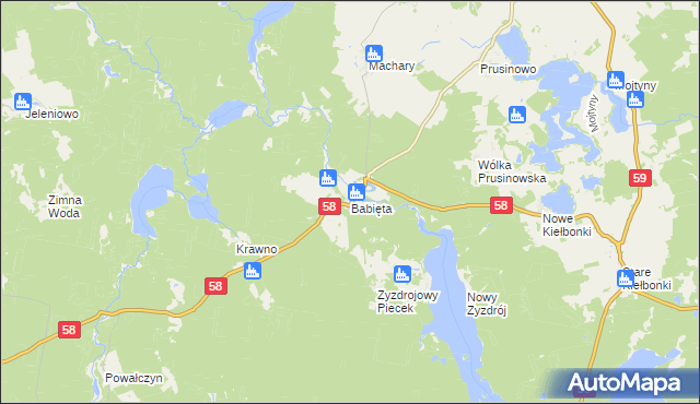 mapa Babięta, Babięta na mapie Targeo