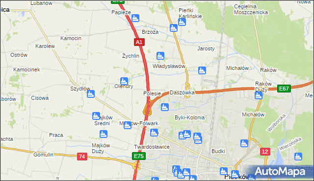mapa Bąkowiec gmina Grabica, Bąkowiec gmina Grabica na mapie Targeo
