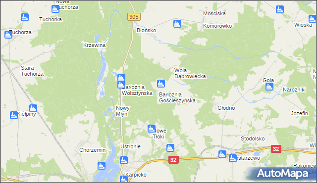 mapa Barłożnia Gościeszyńska, Barłożnia Gościeszyńska na mapie Targeo