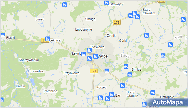 mapa Barwice, Barwice na mapie Targeo