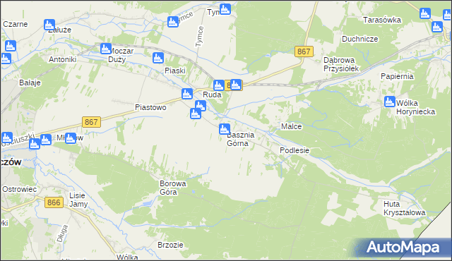 mapa Basznia Górna, Basznia Górna na mapie Targeo
