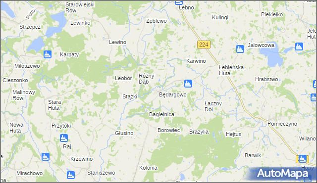mapa Będargowo gmina Szemud, Będargowo gmina Szemud na mapie Targeo