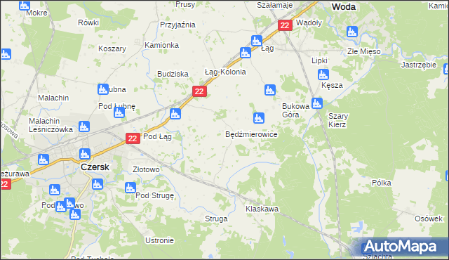 mapa Będźmierowice, Będźmierowice na mapie Targeo