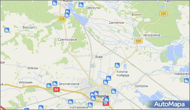 mapa Biała gmina Chojnów, Biała gmina Chojnów na mapie Targeo