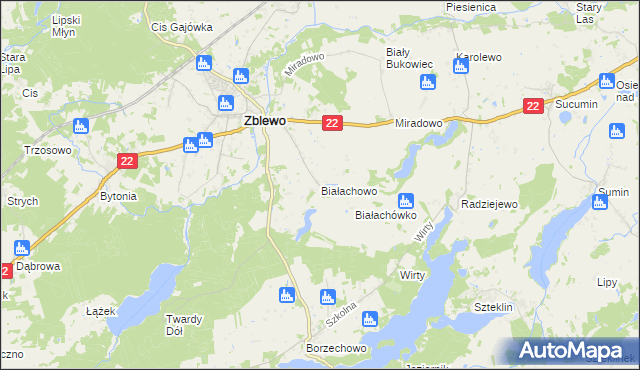 mapa Białachowo, Białachowo na mapie Targeo