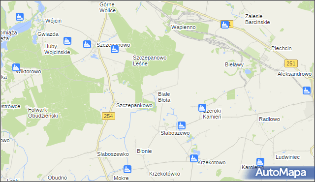 mapa Białe Błota gmina Dąbrowa, Białe Błota gmina Dąbrowa na mapie Targeo