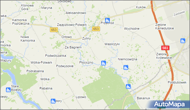 mapa Białe gmina Suwałki, Białe gmina Suwałki na mapie Targeo