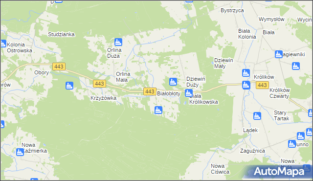 mapa Białobłoty gmina Gizałki, Białobłoty gmina Gizałki na mapie Targeo