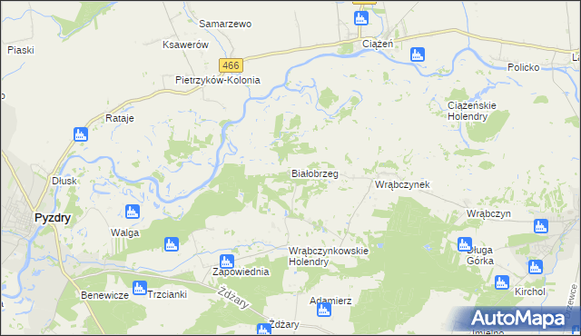 mapa Białobrzeg gmina Pyzdry, Białobrzeg gmina Pyzdry na mapie Targeo