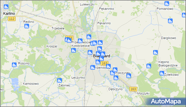 mapa Białogard, Białogard na mapie Targeo