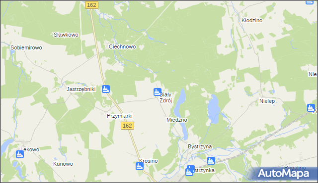 mapa Biały Zdrój gmina Sławoborze, Biały Zdrój gmina Sławoborze na mapie Targeo