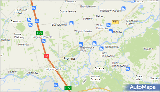 mapa Biejkowska Wola, Biejkowska Wola na mapie Targeo