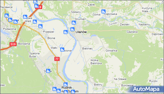 mapa Bieliniec, Bieliniec na mapie Targeo