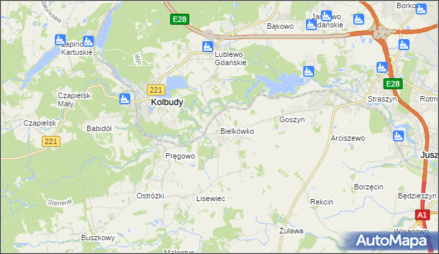 mapa Bielkówko, Bielkówko na mapie Targeo
