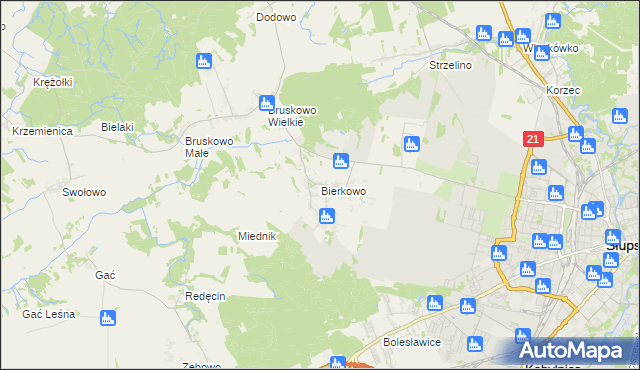 mapa Bierkowo, Bierkowo na mapie Targeo