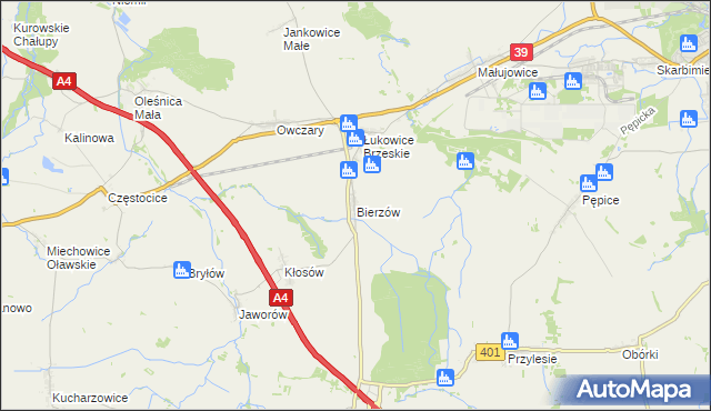 mapa Bierzów gmina Skarbimierz, Bierzów gmina Skarbimierz na mapie Targeo