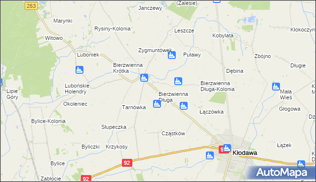 mapa Bierzwienna Długa, Bierzwienna Długa na mapie Targeo