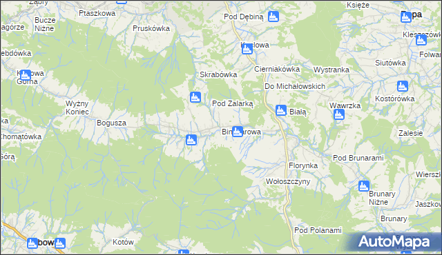 mapa Binczarowa, Binczarowa na mapie Targeo