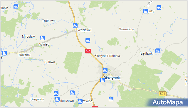 mapa Bisztynek-Kolonia, Bisztynek-Kolonia na mapie Targeo