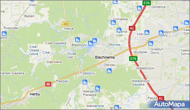 mapa Blachownia, Blachownia na mapie Targeo