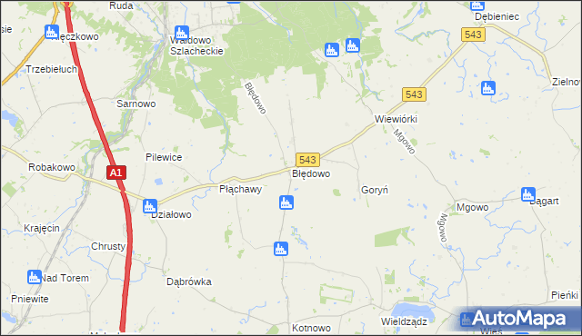 mapa Błędowo gmina Płużnica, Błędowo gmina Płużnica na mapie Targeo