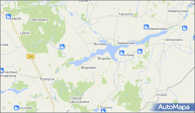mapa Bługowo gmina Złotów, Bługowo gmina Złotów na mapie Targeo