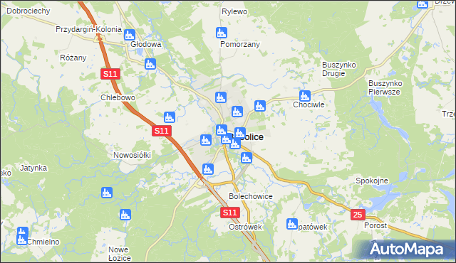 mapa Bobolice powiat koszaliński, Bobolice powiat koszaliński na mapie Targeo