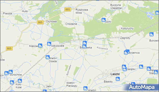 mapa Bobrówka gmina Laszki, Bobrówka gmina Laszki na mapie Targeo
