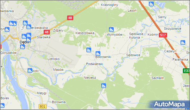 mapa Bobrowniki gmina Ryki, Bobrowniki gmina Ryki na mapie Targeo