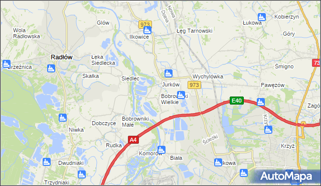 mapa Bobrowniki Wielkie, Bobrowniki Wielkie na mapie Targeo