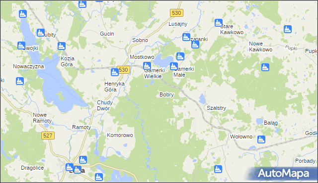 mapa Bobry gmina Jonkowo, Bobry gmina Jonkowo na mapie Targeo