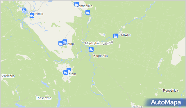 mapa Bogdanka gmina Drawno, Bogdanka gmina Drawno na mapie Targeo