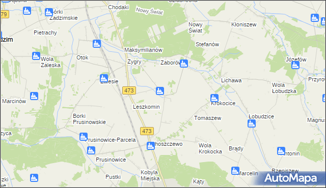 mapa Bogucice gmina Zadzim, Bogucice gmina Zadzim na mapie Targeo