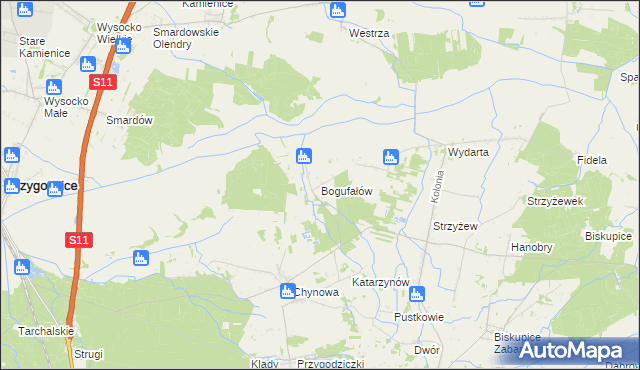 mapa Bogufałów, Bogufałów na mapie Targeo