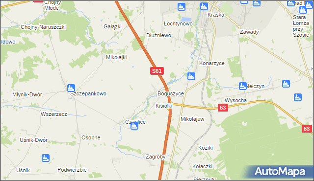 mapa Boguszyce gmina Łomża, Boguszyce gmina Łomża na mapie Targeo