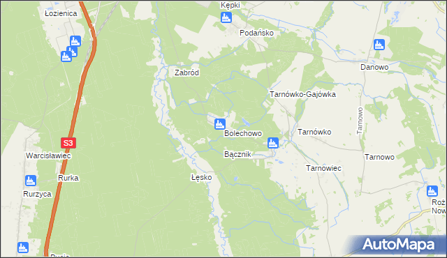mapa Bolechowo gmina Goleniów, Bolechowo gmina Goleniów na mapie Targeo
