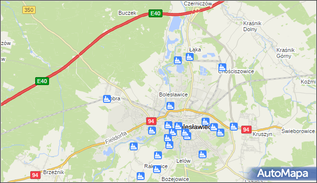 mapa Bolesławice gmina Bolesławiec, Bolesławice gmina Bolesławiec na mapie Targeo