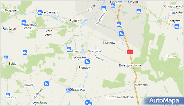 mapa Bolesty gmina Olszanka, Bolesty gmina Olszanka na mapie Targeo