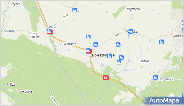 mapa Boleszkowice powiat myśliborski, Boleszkowice powiat myśliborski na mapie Targeo