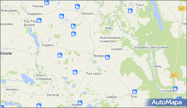 mapa Boleszyn gmina Grodziczno, Boleszyn gmina Grodziczno na mapie Targeo