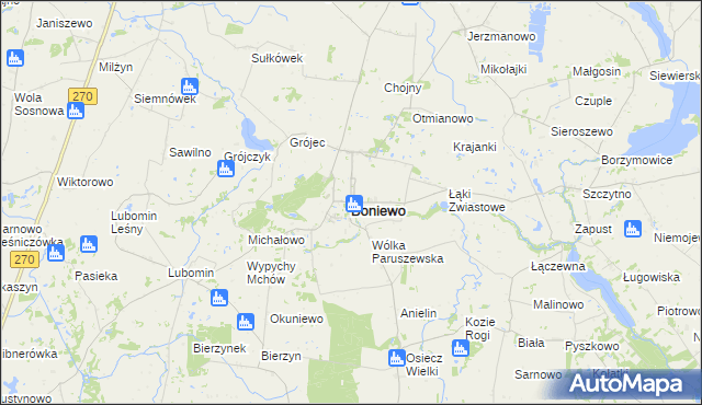 mapa Boniewo powiat włocławski, Boniewo powiat włocławski na mapie Targeo