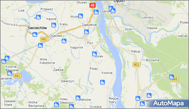 mapa Borek gmina Gniewoszów, Borek gmina Gniewoszów na mapie Targeo
