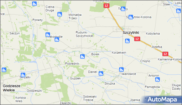 mapa Borek gmina Szczytniki, Borek gmina Szczytniki na mapie Targeo