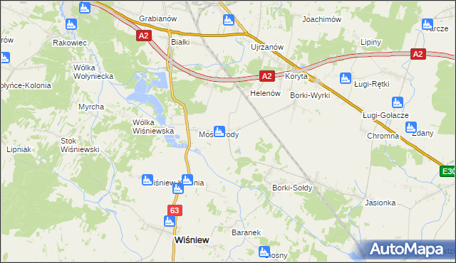 mapa Borki-Kosiorki, Borki-Kosiorki na mapie Targeo