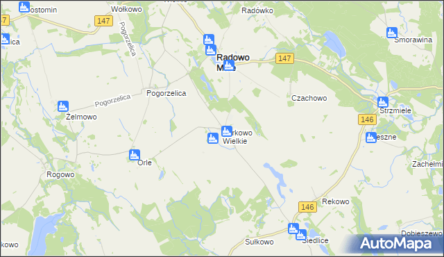 mapa Borkowo Wielkie gmina Radowo Małe, Borkowo Wielkie gmina Radowo Małe na mapie Targeo