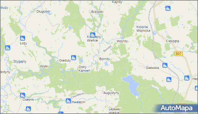 mapa Bornity, Bornity na mapie Targeo