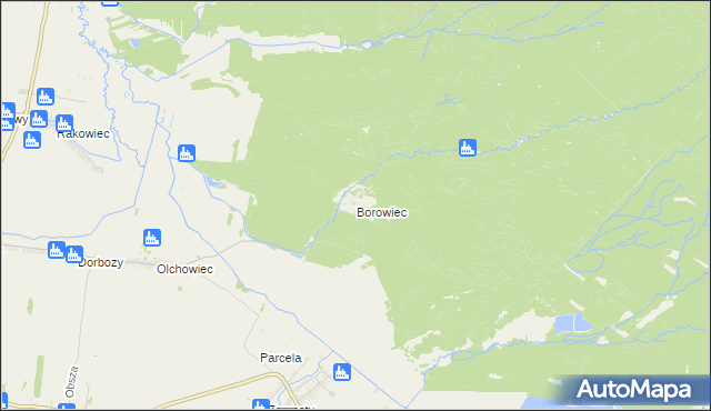 mapa Borowiec gmina Łukowa, Borowiec gmina Łukowa na mapie Targeo