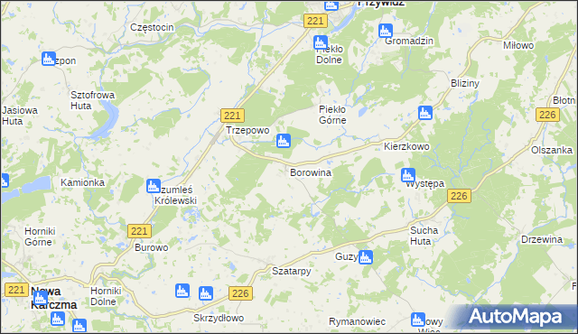 mapa Borowina gmina Przywidz, Borowina gmina Przywidz na mapie Targeo